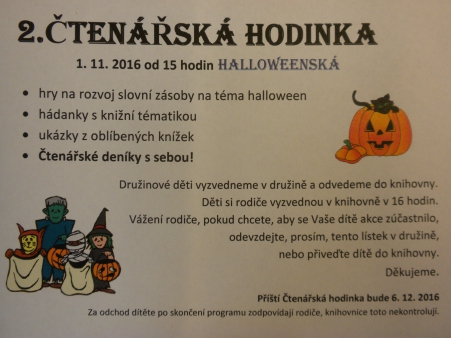 2. čtenářská hodinka – Halloweenská