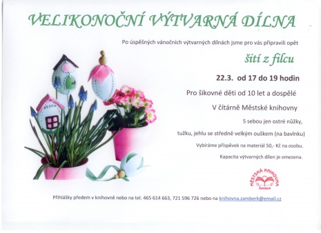 22. března od 17 hod. - Šití z filcu